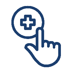 The health, wellness and safety of our passengers is our top priority across all itineraries. Hand icon pointing at cross symbol.