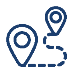 Enjoy value and variety with several distinct travel styles to choose from, all at great prices. Two pin icons attached by dotted line.
