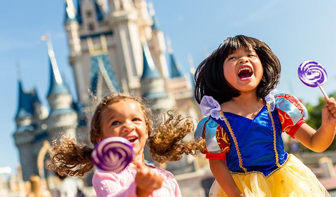 Princesses in Front of Castle in Disney 