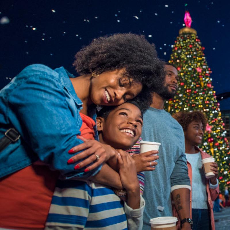 Family hugging at Universal Orlando