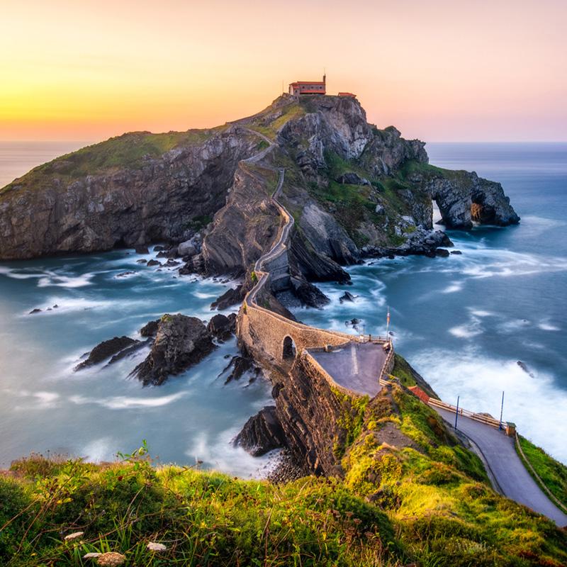 Long exposure in San Juan the Gaztelugatxe at sunset.
