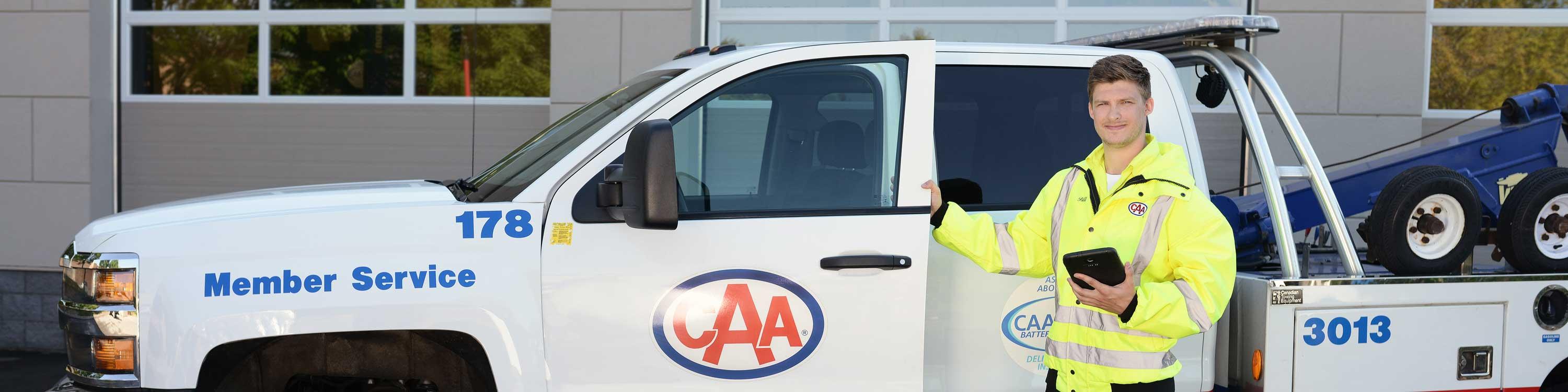 CAA Driver holding tablet